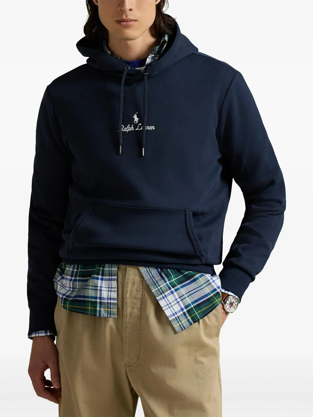 RALPH LAUREN Logo Double-Knit Hoodie Aviator Navy