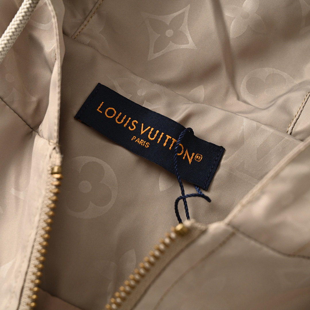 Louis Vuitton Monogram-Print Trench Coat-Style Zip Jacket with Cargo Pockets