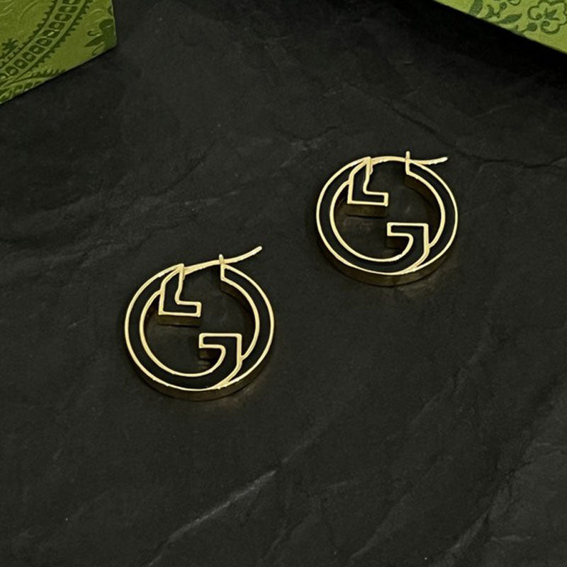 18K Double Gucci Color Hollow Earrings