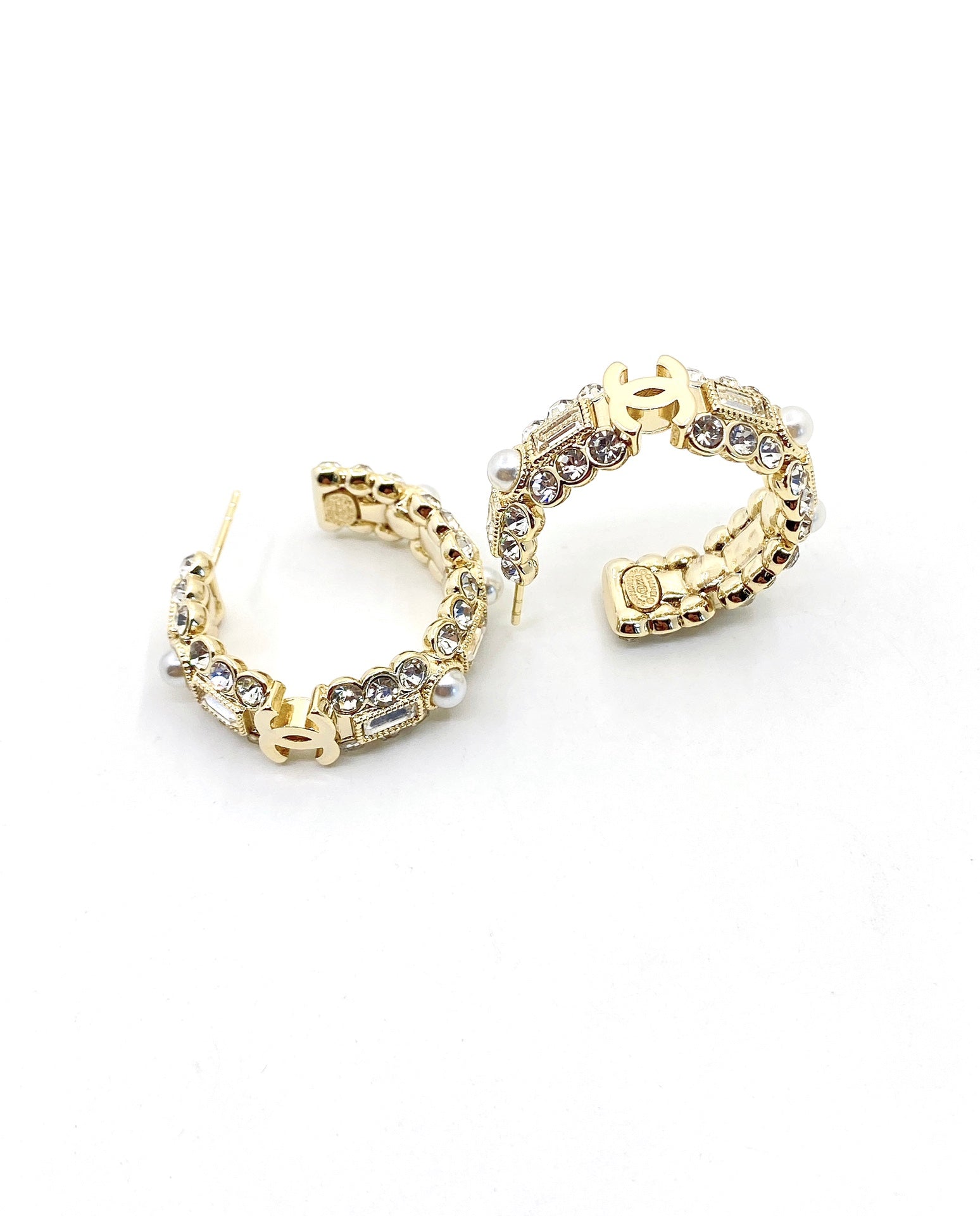18K  Chanel Crystals Circle Earrings