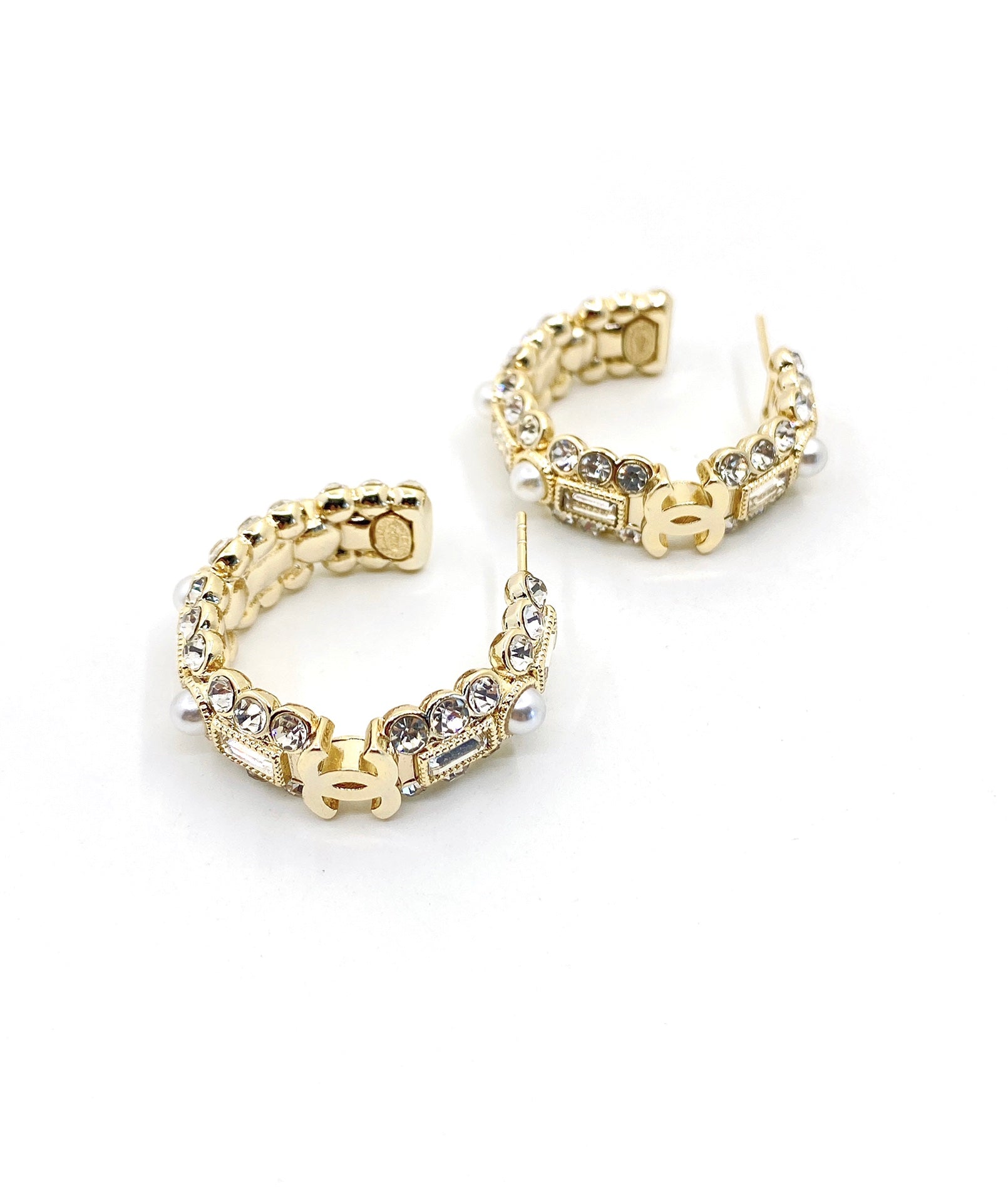 18K  Chanel Crystals Circle Earrings