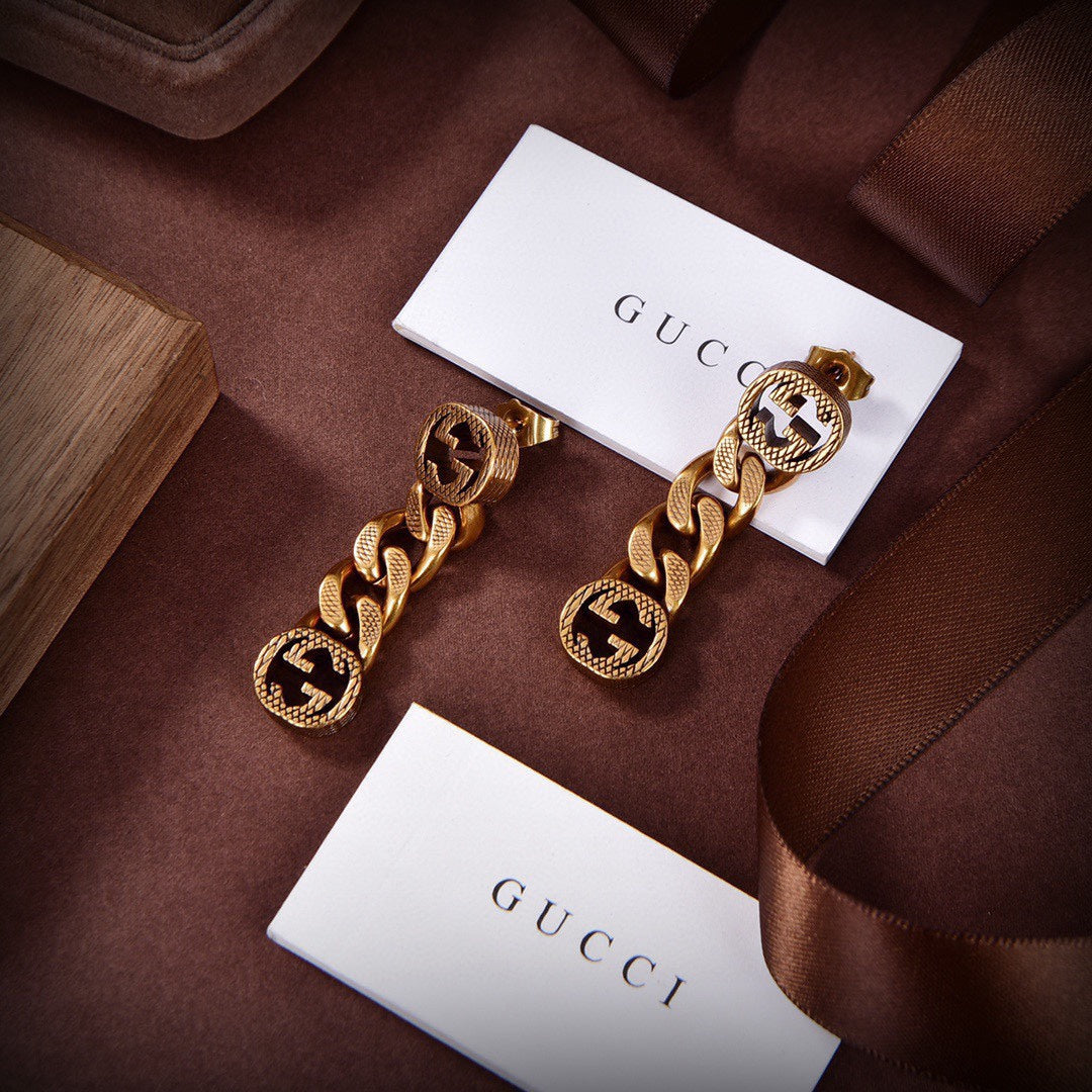 18K Double Gucci Chain Earrings