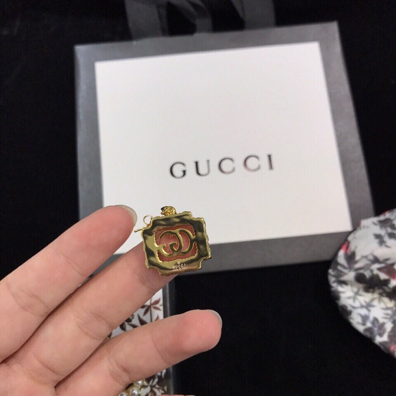 18K Double Gucci Square Pearl Earrings