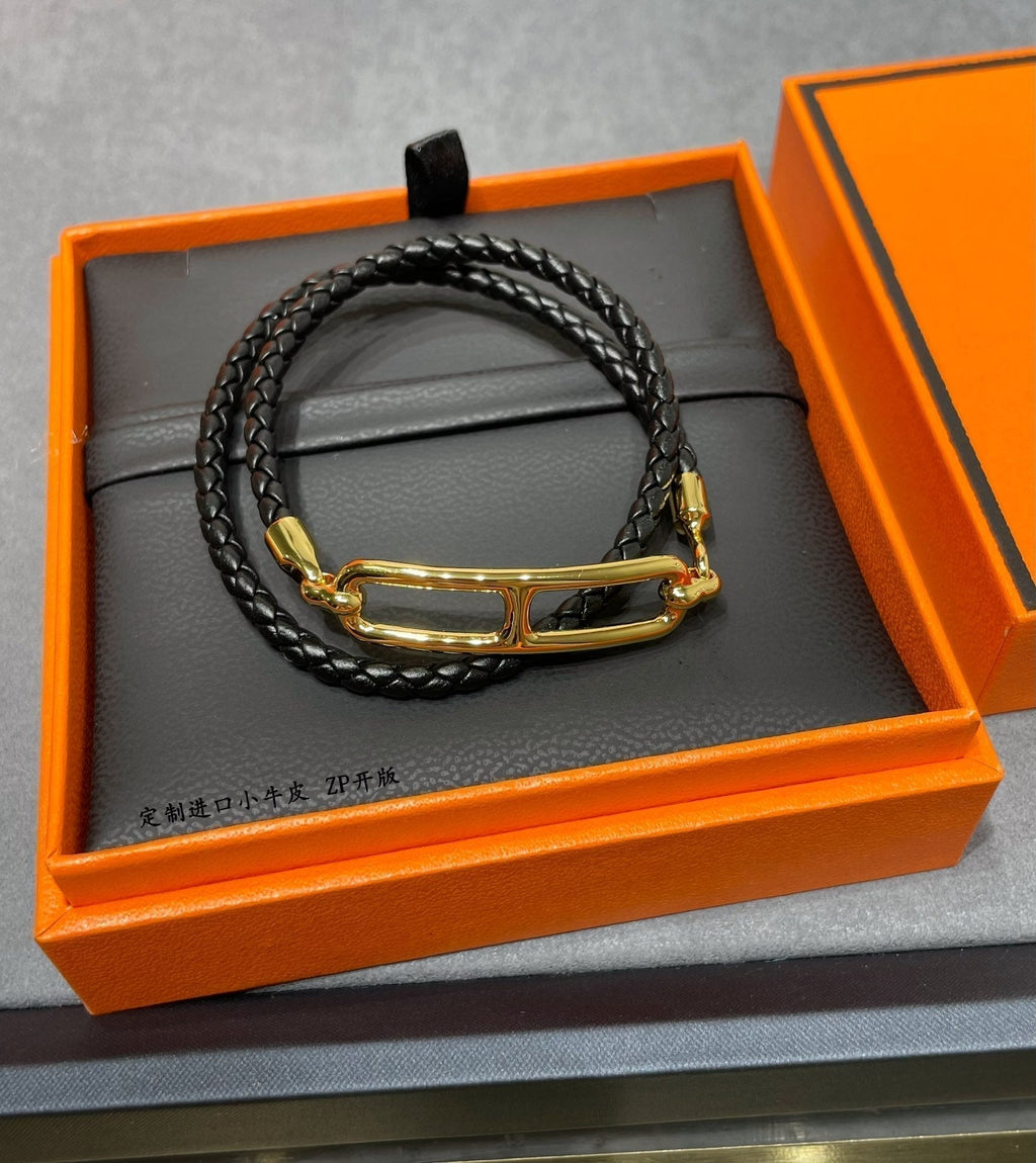 18K Roulis Double Tour Black Hermes Bracelet